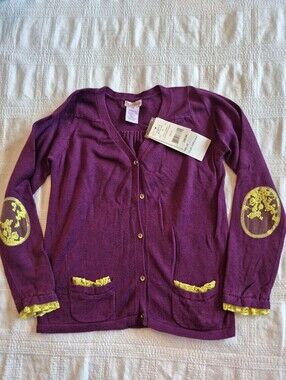 Design 365 girls 6X purple sweater with yellow lace accents NWT